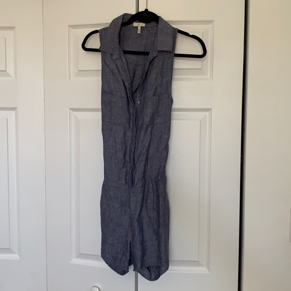 Open Back Lightweight Denim Fabric Joie Romper